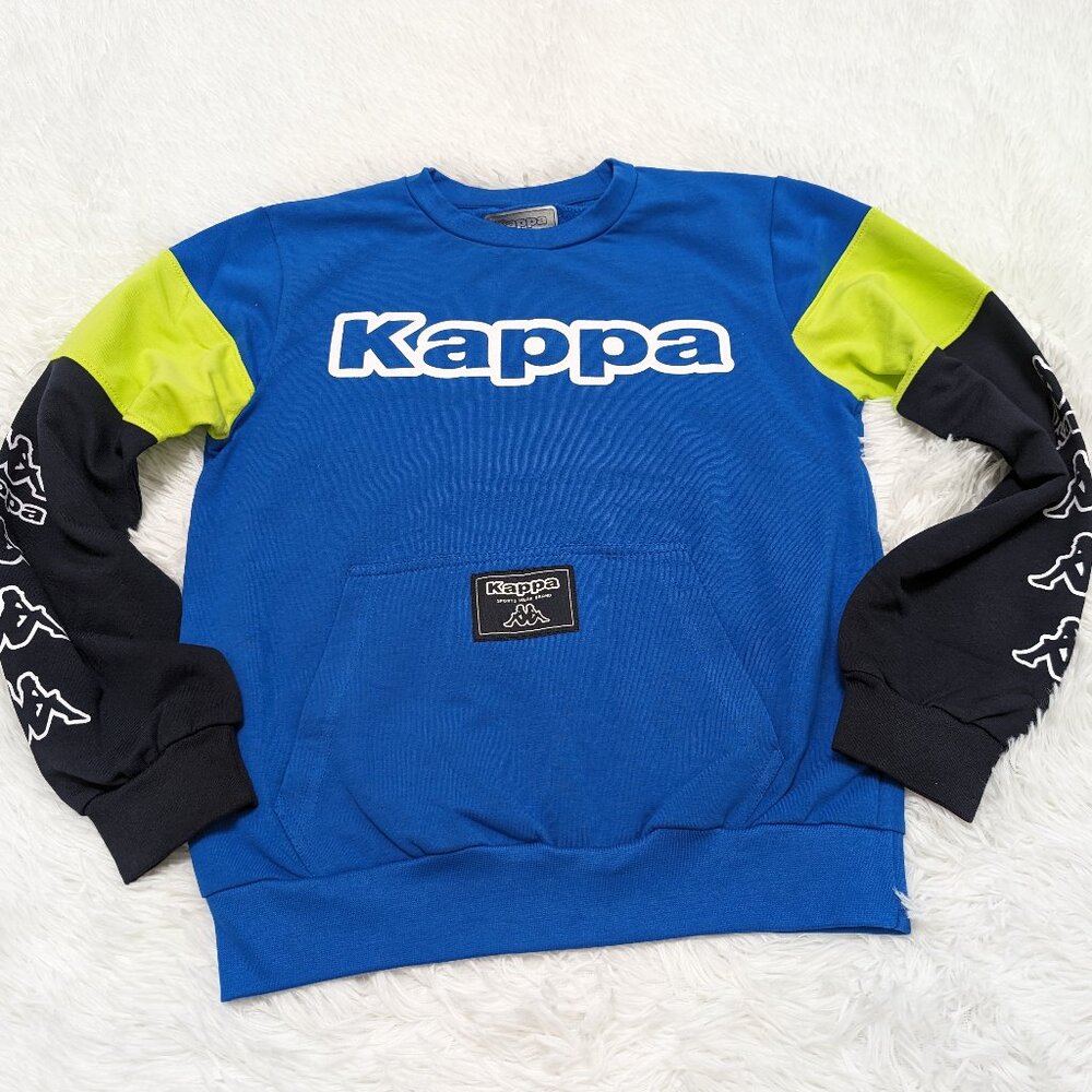Kappa Unisex Crew Neck Blue Pullover Loopknit Long Sleeve Sweatshirt for 8Y NWOT